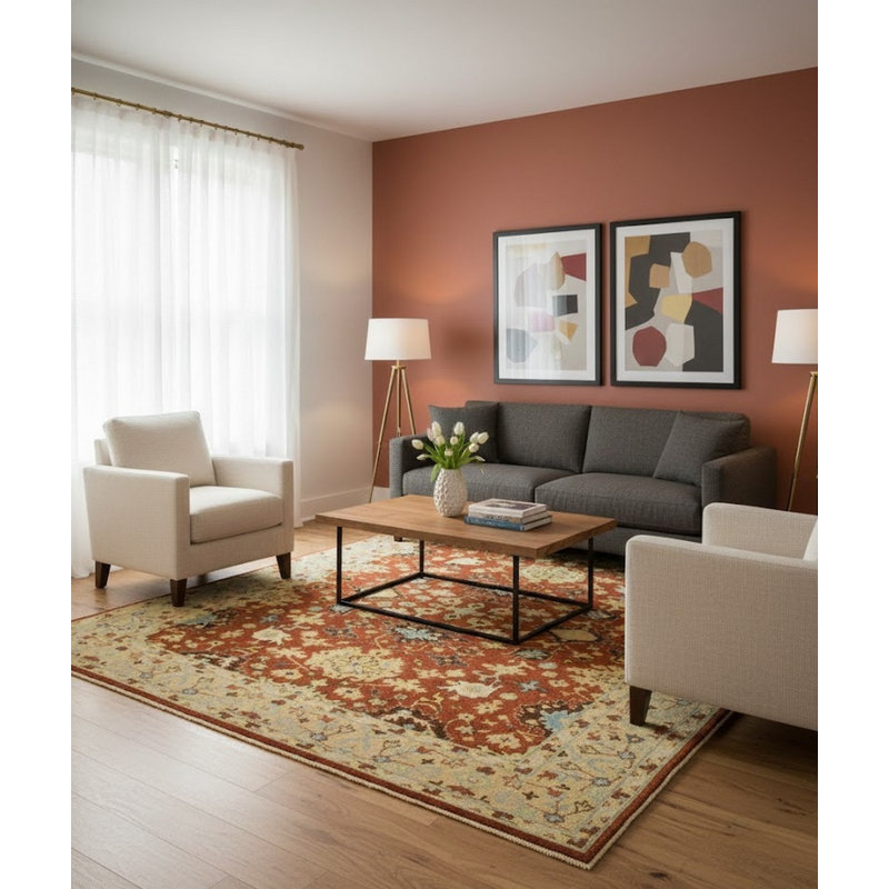 Tapis rouille orange Indo-Mahal 8 x 10