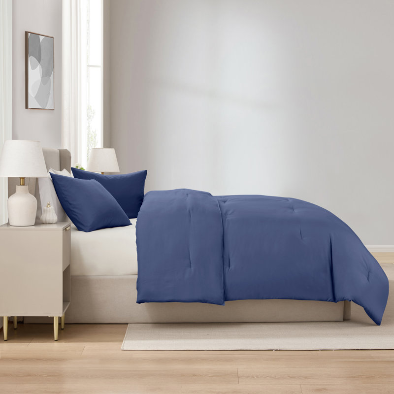  ensemble d'édredon 3 pièces en microfibre douce avec taies décoratives, Bleu majestueux
