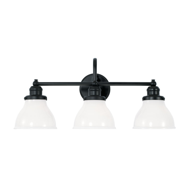 3-Light Milk Glass Vanity In Matte Black, Milk