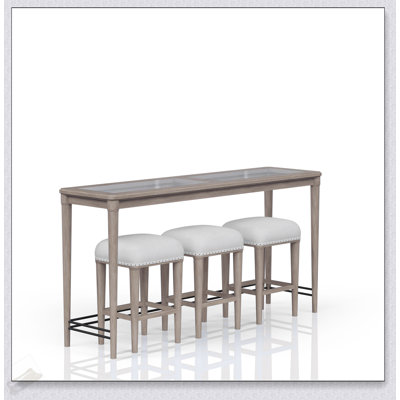Frosted Glass Console Table With 3 Stools, Modern Design For Elegant And Functional Home Decor