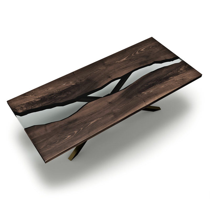 Walnut Metal Base Dining Table, H75 x L275 x W122cm