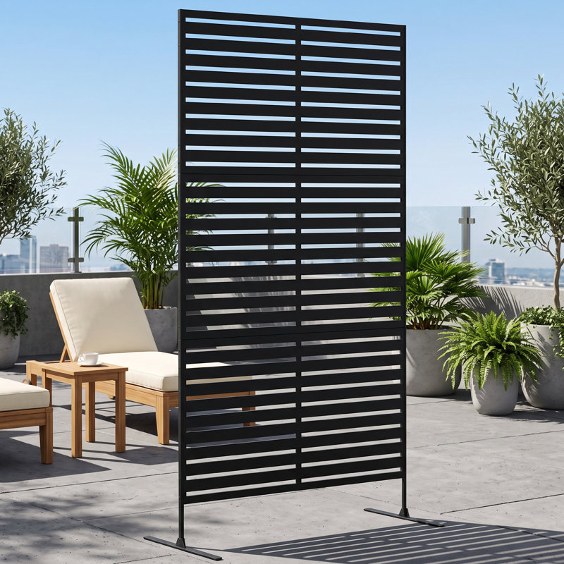Panneau de clôture en métal d'intimité, écran de clôture d'intimité décoratif, treillis d'escalade d'extérieur avec support, H 78 po x l 48 po