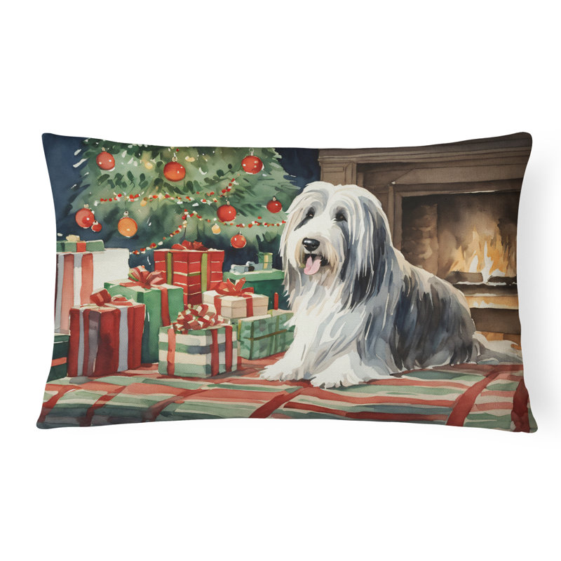 Bearded Collie Christmas Fabric Decorative Pillow