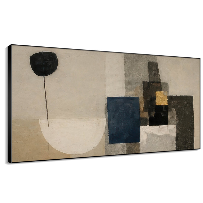Très grande reproduction d'art sur toile - Grande lune en bronze avec horizon foncé pour le salon ou la chambre à coucher - «Assemblage requis du cadre (cadre non fini)»