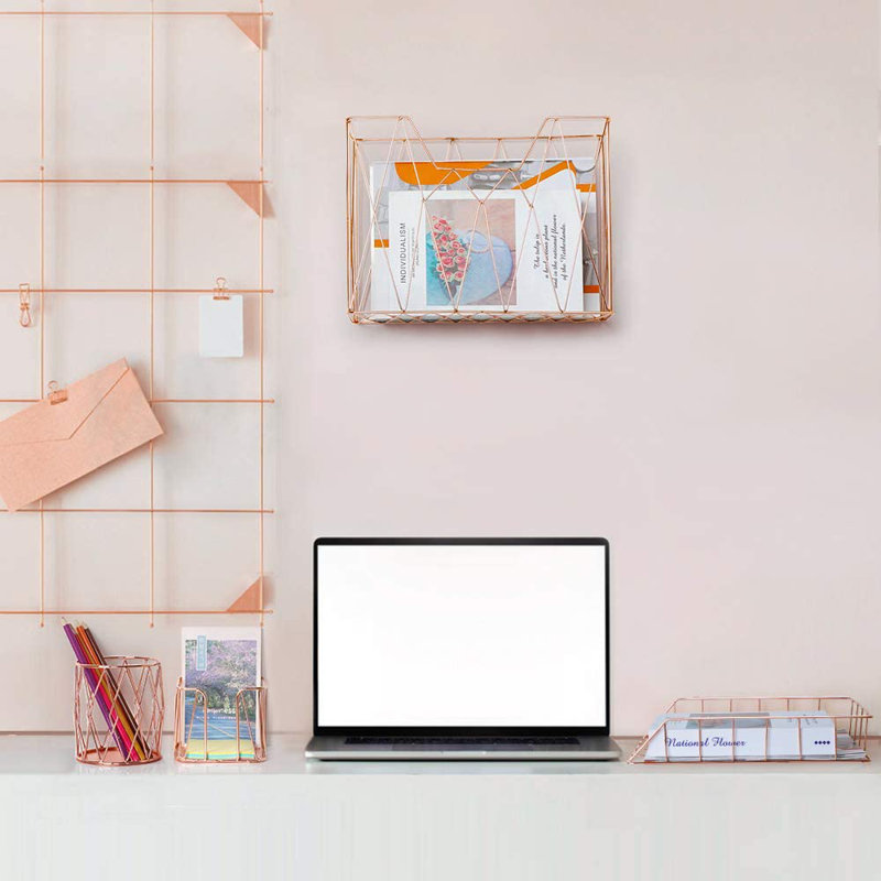 Ensemble de rangement de bureau Amet, Or rose