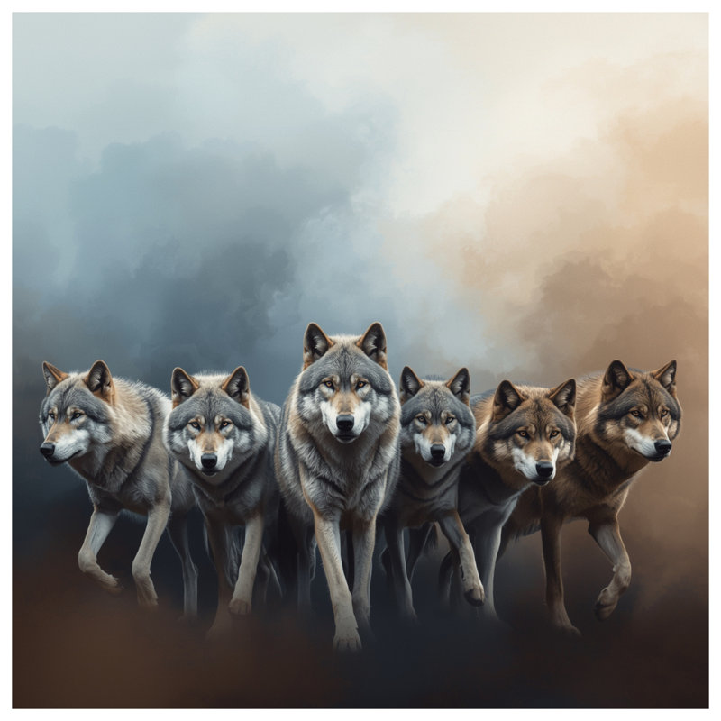 Wolf Pack In Fog Comforter, King