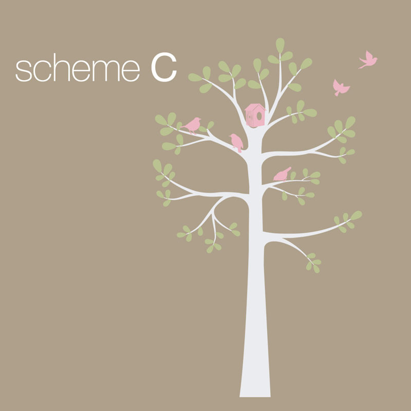 Décalcomanie murale arbre de rayonnage, Brun / rose, 55 po x 94 po