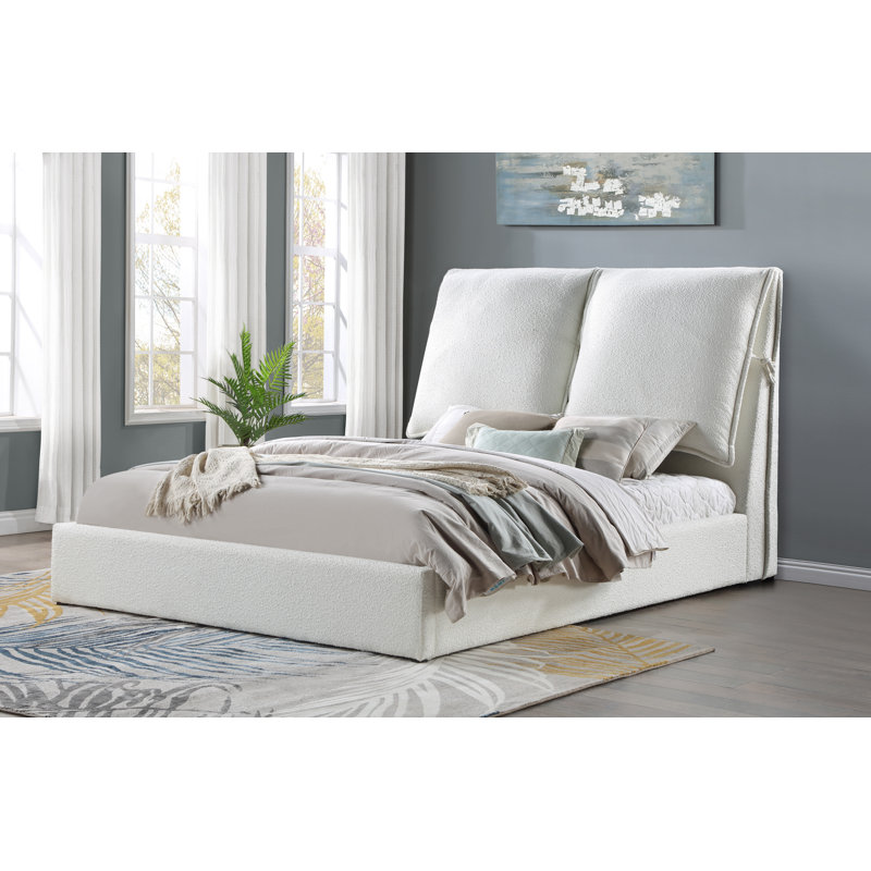 Kaderius Upholstered Platform Bed in White
