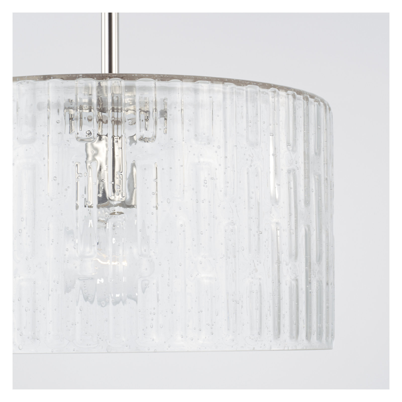 Morrone Single Light Glass Semi Flush Mount, Polished Nickel