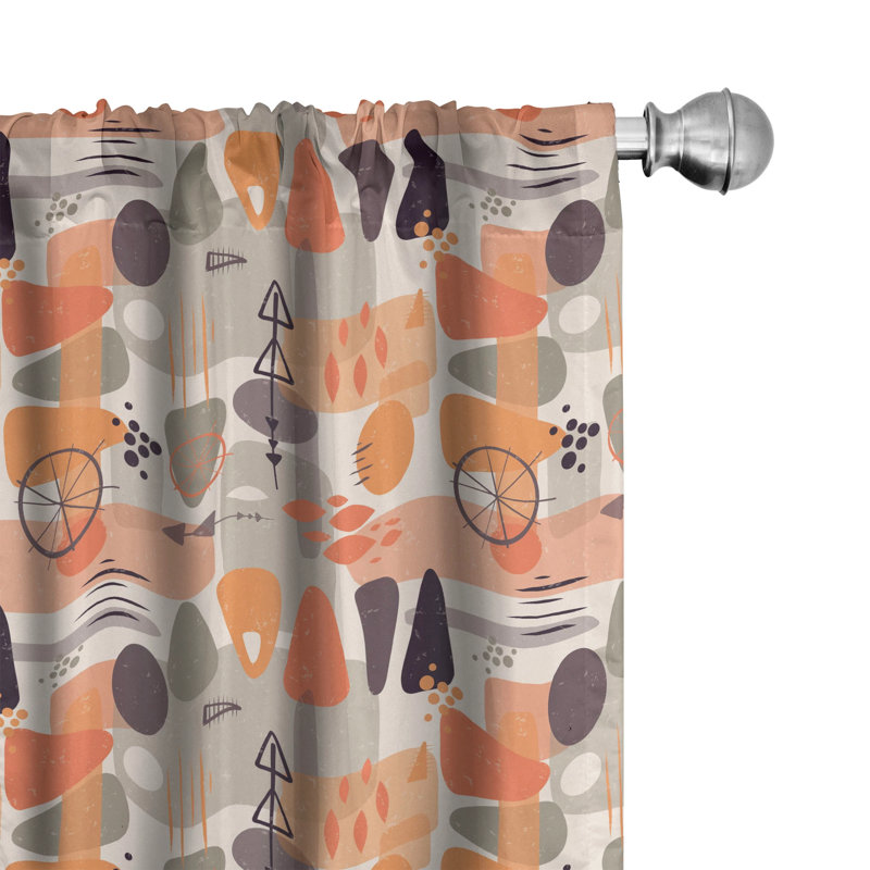 Abstract Semi-Sheer Rod Pocket Curtain Panels, 28" x 63"