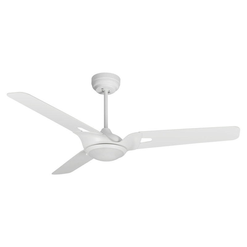  Ventilateur de plafond intelligent à 3 pales avec télécommande et ensemble d'éclairage inclus, 56 po, Blanc