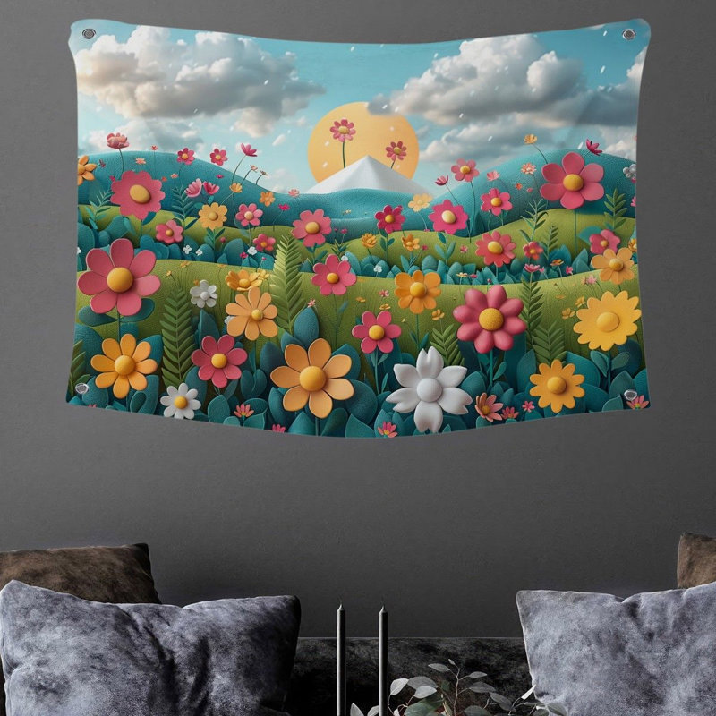 Tapisserie florale - Décoration murale nature, H 88 po x l 104 po