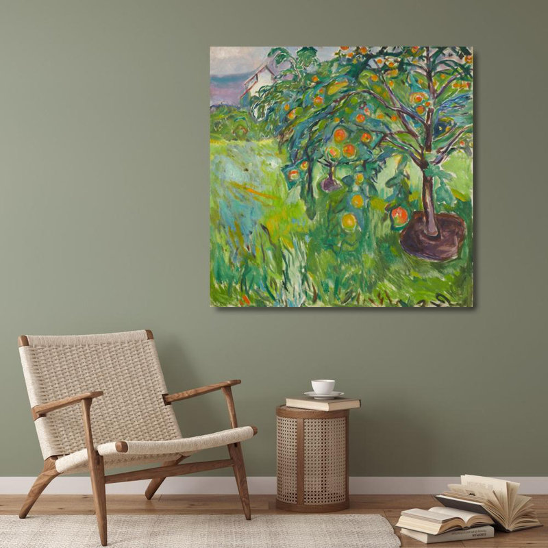 «Apple Tree by the Studio» par Edvard Munch - Art mural sur toile tendue avec châssis, H 40 po x l 28 po