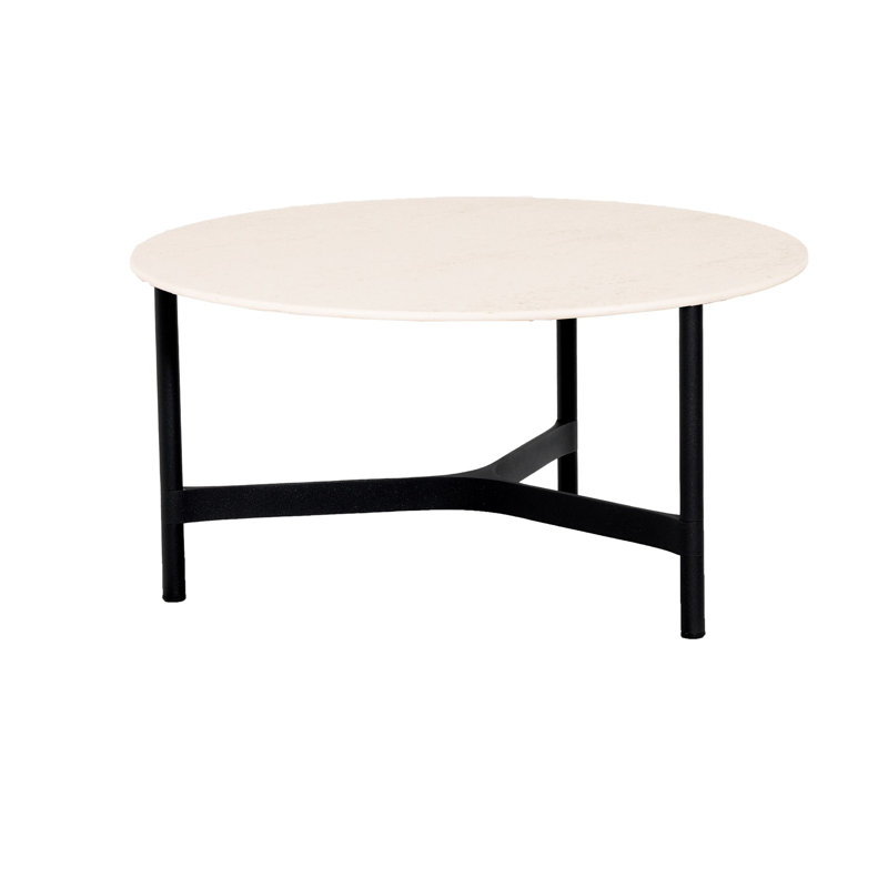 Twist Round Outdoor Coffee Table ,, Lava Gray/Travertine Look, 17.79" H x 35.5" W x 35.5" D
