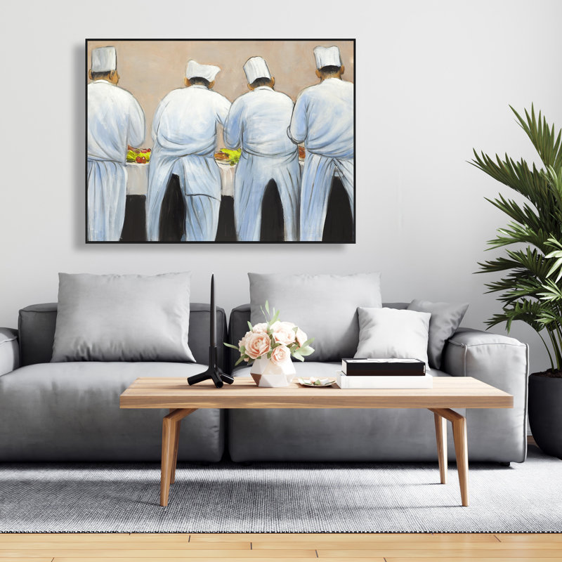 Cooks Chefs Working Together - Contemporary Framed Canvas Decor
