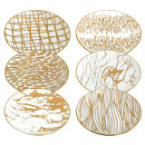 Matrix Gold Set of 6 Plated Canape Plates 6in asst