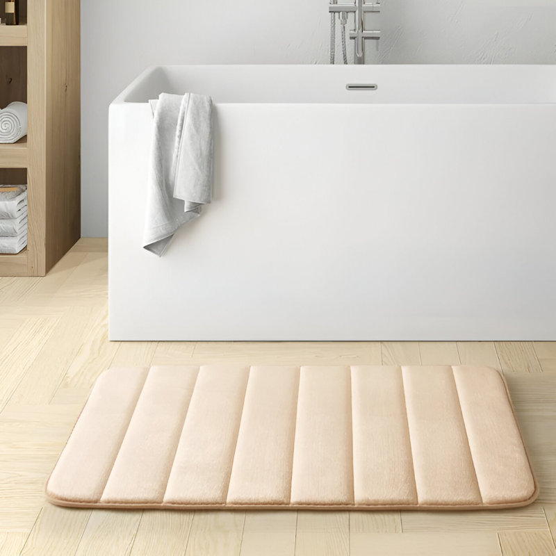 Memory Foam Non-Slip Bath Mat, Cream, 60cm, 40cm