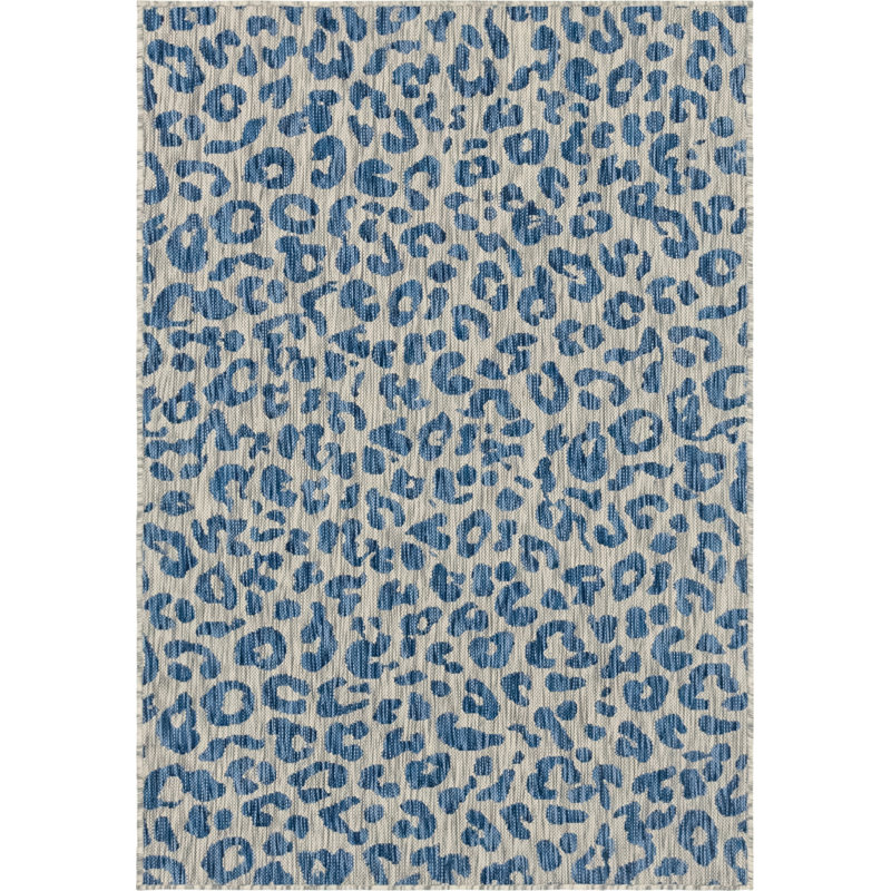 Tapis intérieur / extérieur bleu / gris Munk, Rectangle 6 pi 1 po x 9 pi