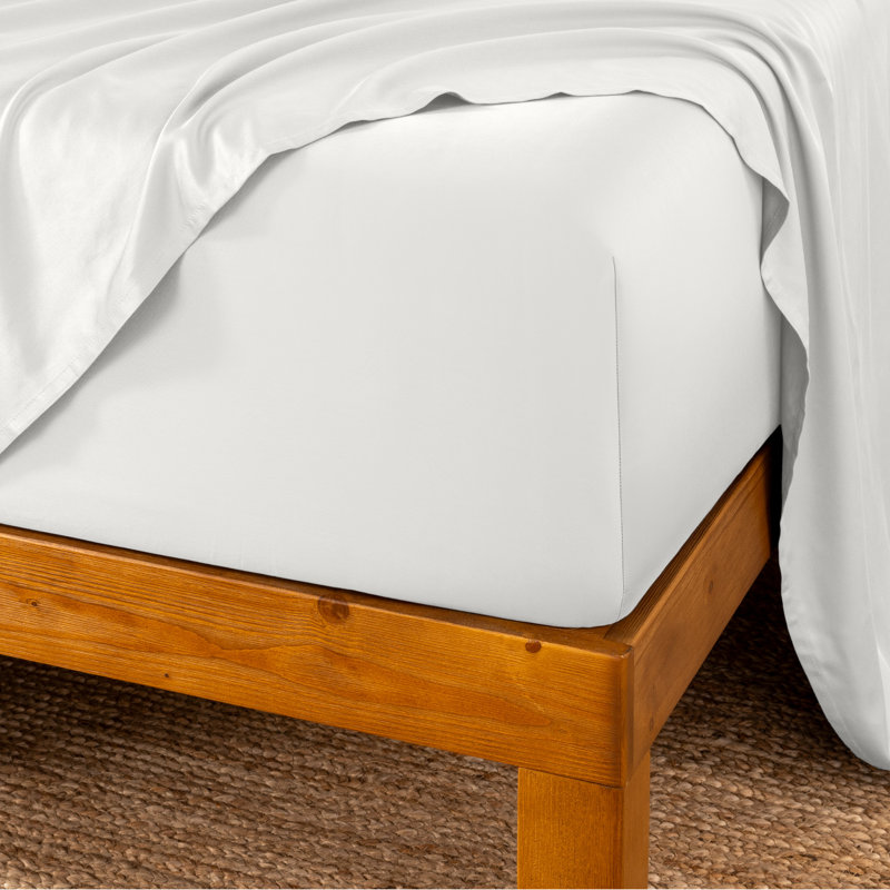 Drap-housse en rayonne de bambou, Drap-housse de taille simple, Blanc antique