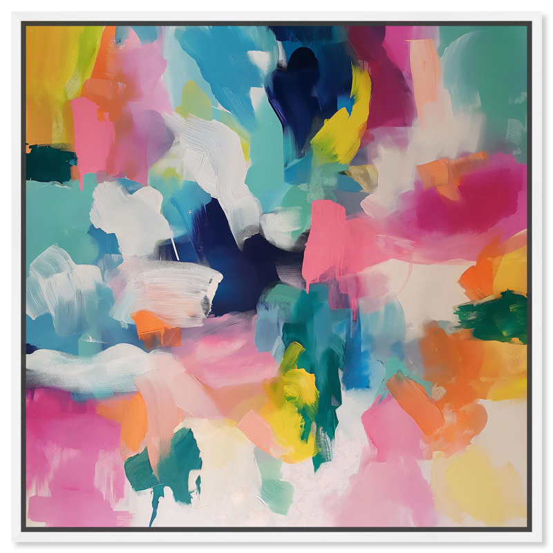 «Glazed Melody I», reproduction d'art moderne sur toile par Art Remedy, H 17 po x l 17 po x P 1,8 po, Cadre flottant blanc