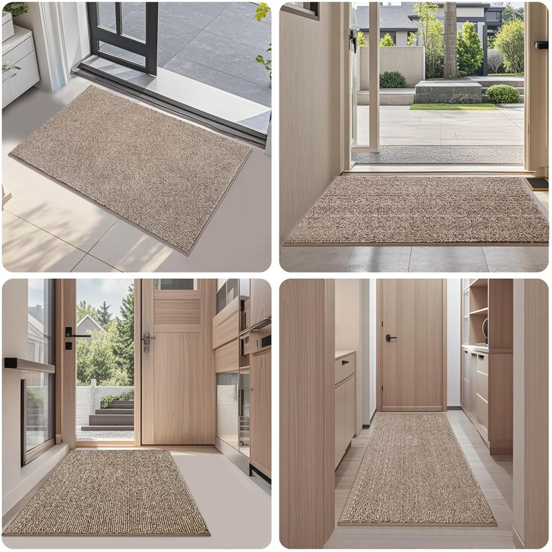 Indoor Door Mat 60 Cm, Machine Washable, Non-Slip Inside Rug For Hallway, Entryway, Kitchen, Runner 60 x 150cm , Beige