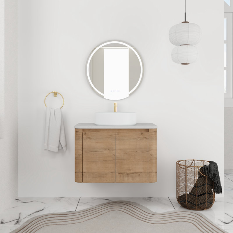 Meuble-lavabo flottant simple 30 po avec comptoir en quartz, 30