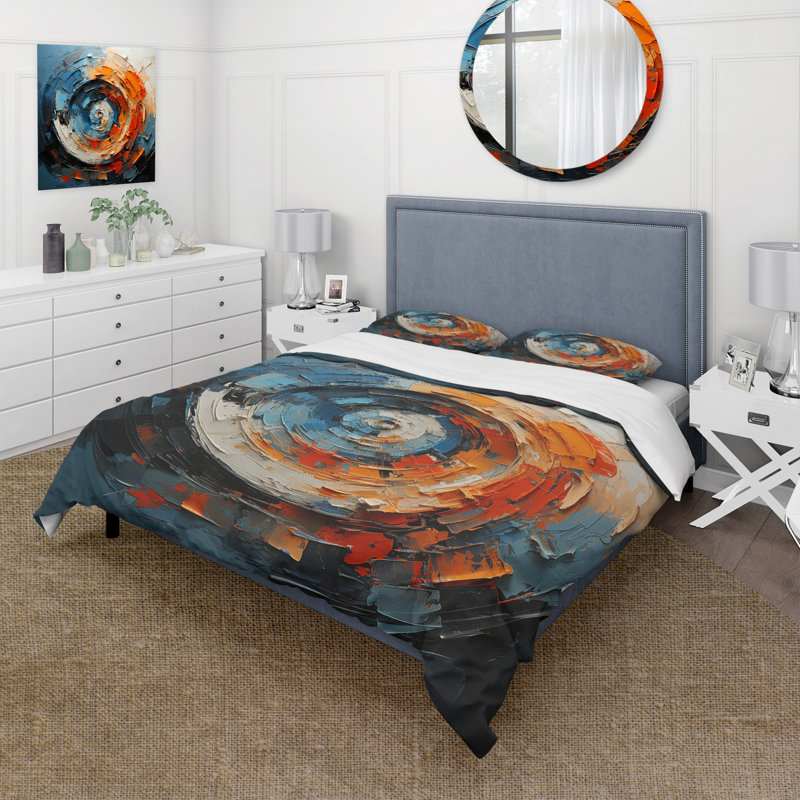 Ensemble de housse de couette Dynamic Spiral - Abstract Spirals, Housse de couette pour grand lit et 2 taies décor