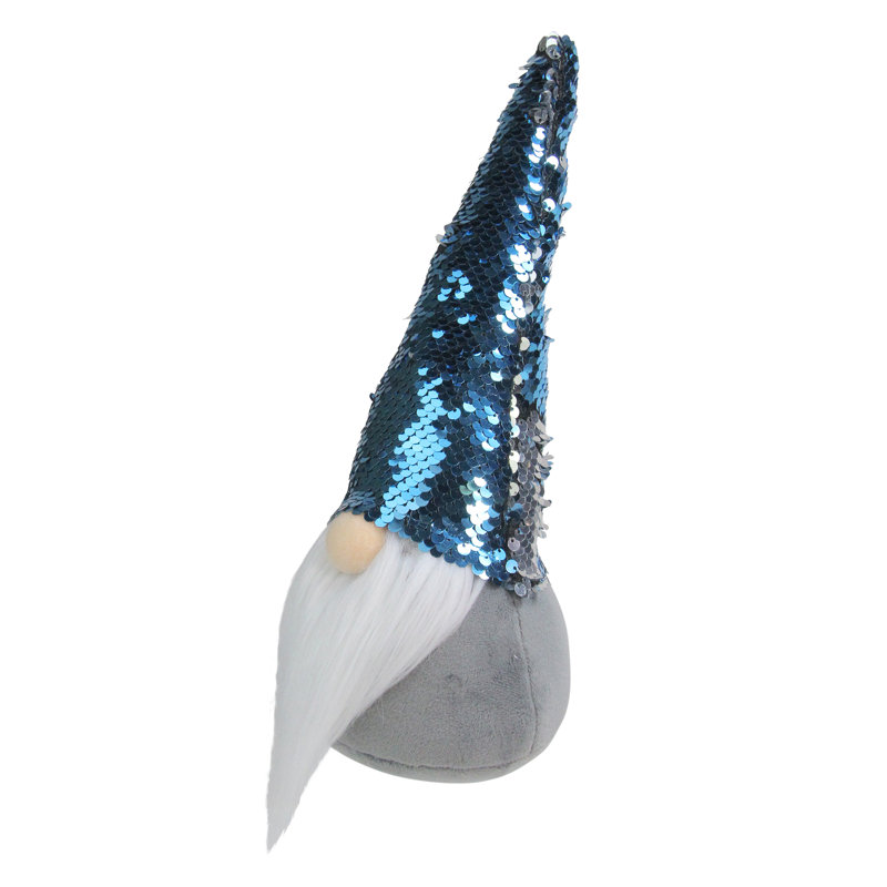 Décoration de Noël 13 "gnome debout avec chapeau à paillettes bleu et argent