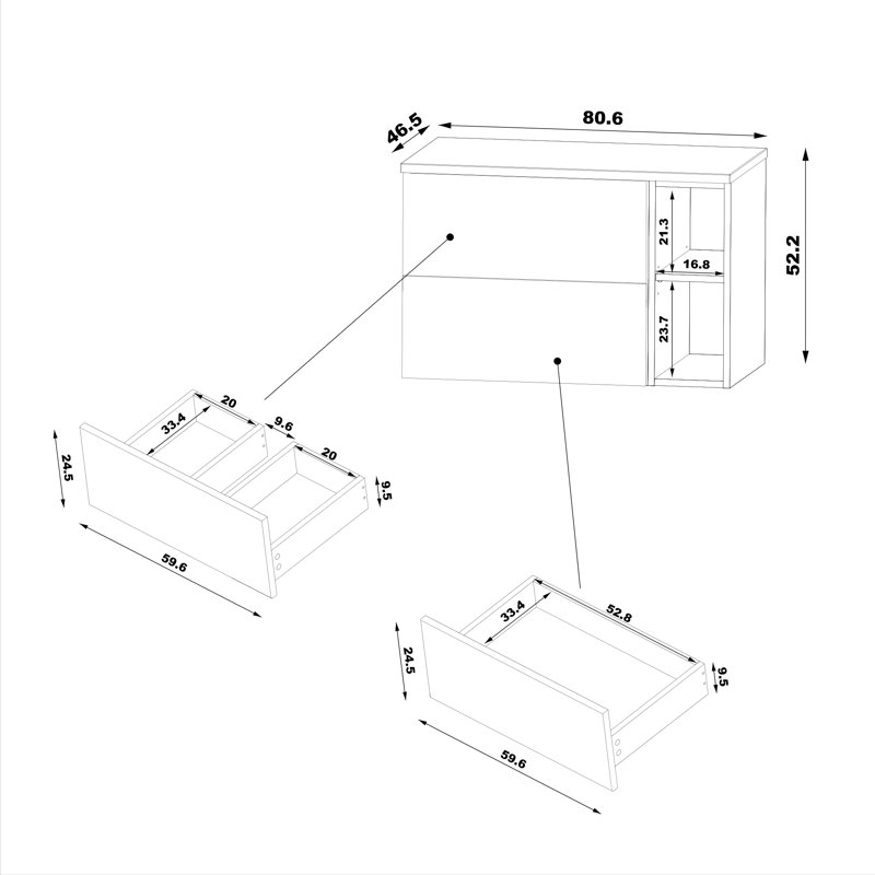 Annalicia 81mm Bathroom Vanity with Basin