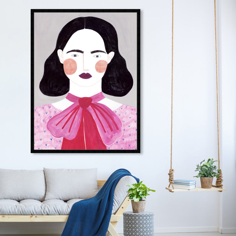 «Lady in Pink» par Oliver Gal - impression encadrée, Cadre noir, H 47 po x l 38 po