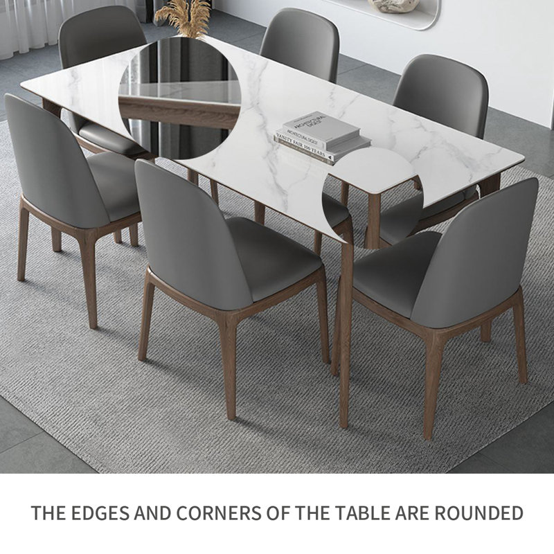 Modern Rectangular Rock Slab Dining Table  Sets, 9.5"H x 70.8"L x 31.5"W