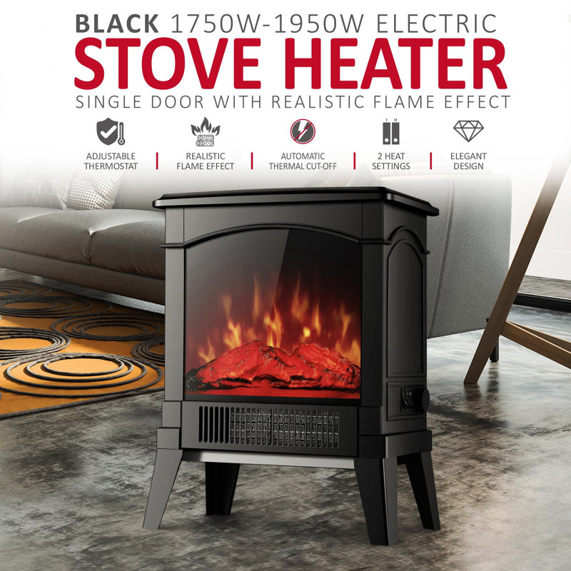 E Cairns 35.2cm W Black Electric Fireplace