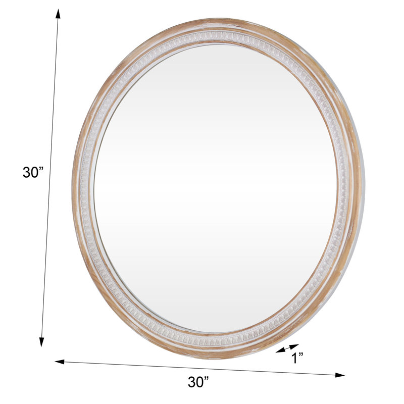 Miroir mural 30 po rond en bois massif de style campagnard, miroirs décoratifs rustiques Boho pour salle de bain, miroir mural Shabby Chic pour vestibule de salle de bain