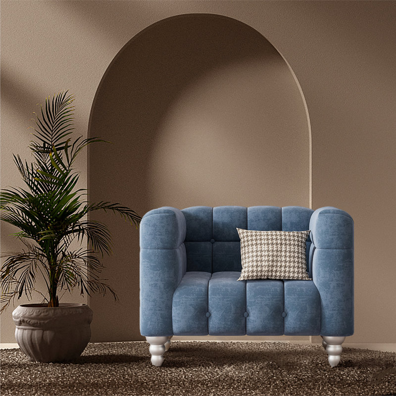 Canapé 42 po, 100 % polyester bleu