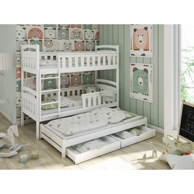 Remmy 90 X 190cm Bunk Bed with Storage Included with Trundle Included