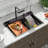 Drop In Waterfall Kitchen Sink 29.5"L x 19"W Dual Waterfall Smart Kitchen Sink,16 Gauge Stainless Steel Workstation Kitchen Sink Set with Pull-down Faucet, Rainfall Water Outlet, Glass Rinser, Soap Dispenser, Battery-free Temperature Display In Fahrenhei-112427560-124198039
