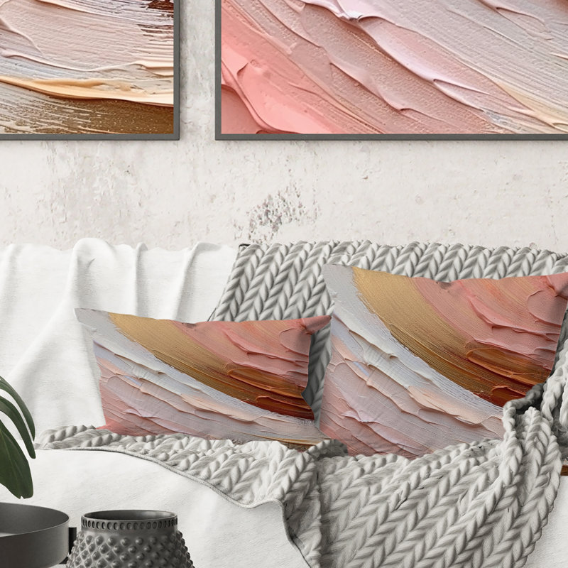 Coussin décoratif imprimé spirales pêche et or