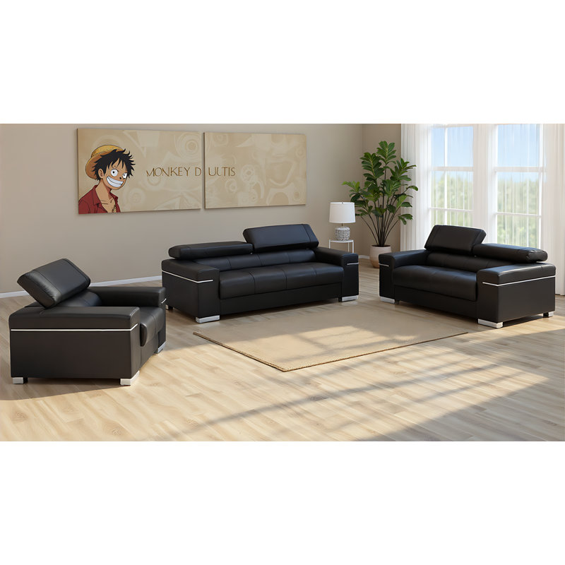 Navkirat 3 - Piece Living Room Set, Black