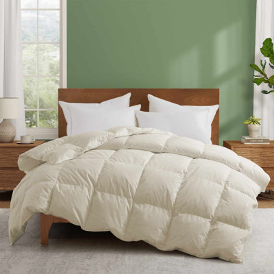 All Season White Goose Feather & Down Comforter Duvet Insert with 300TC 100% Cotton Cover, California King