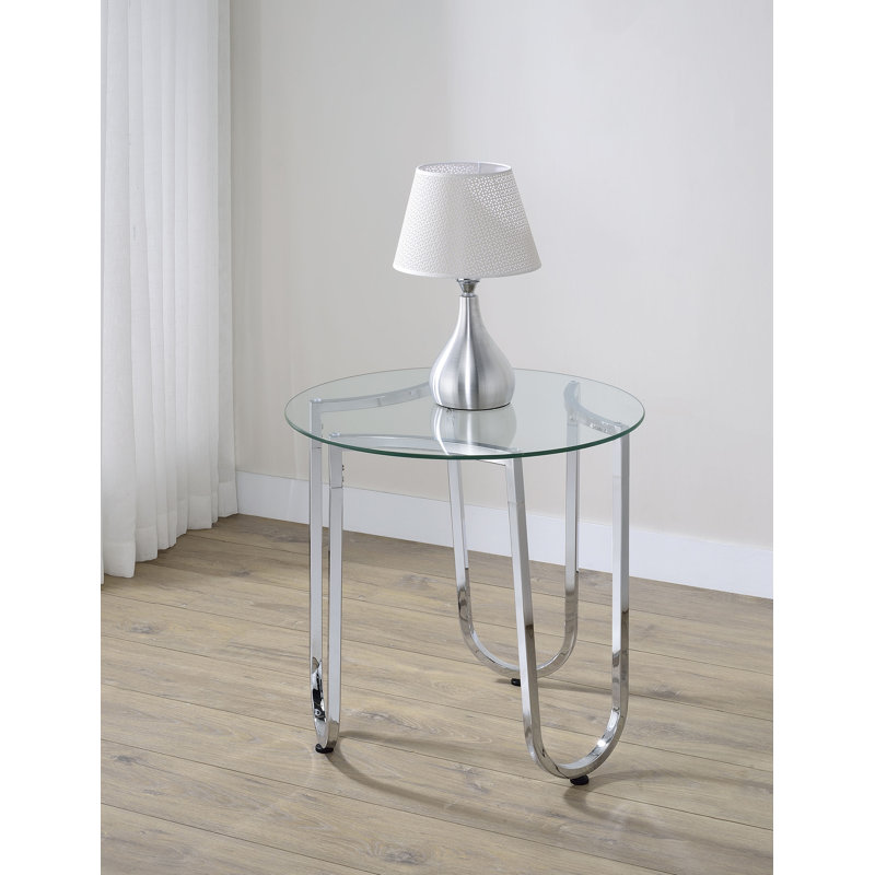 23.9" W Contemporary End Table, Silver