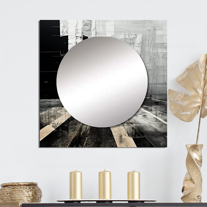 Caspen - Road grand miroir carré pour décoration murale, 23 po x 23 po