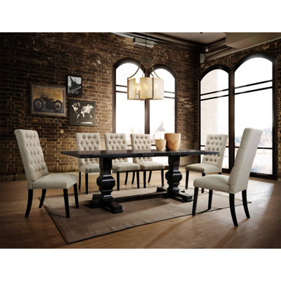 Morland Vintage Black Finish 7 Pcs Dining Room Set,dining room set,dinning table set