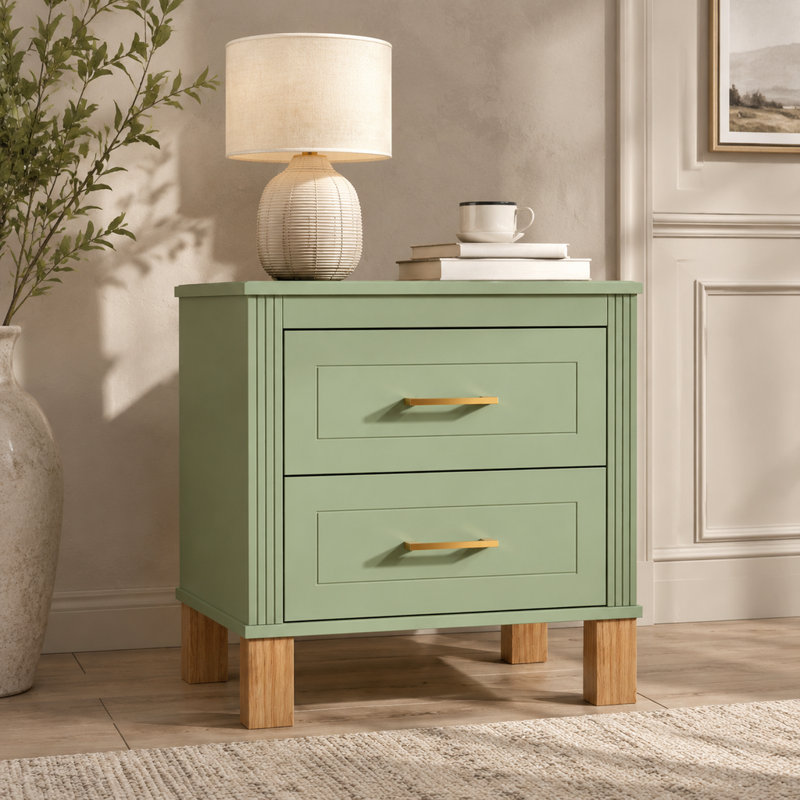 Table de chevet 2 tiroirs Sage Green