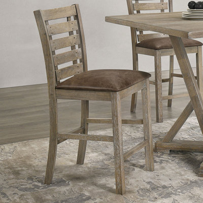 Ensemble de 2 chaises de salle à manger à hauteur de comptoir de style rustique moderne en bois massif