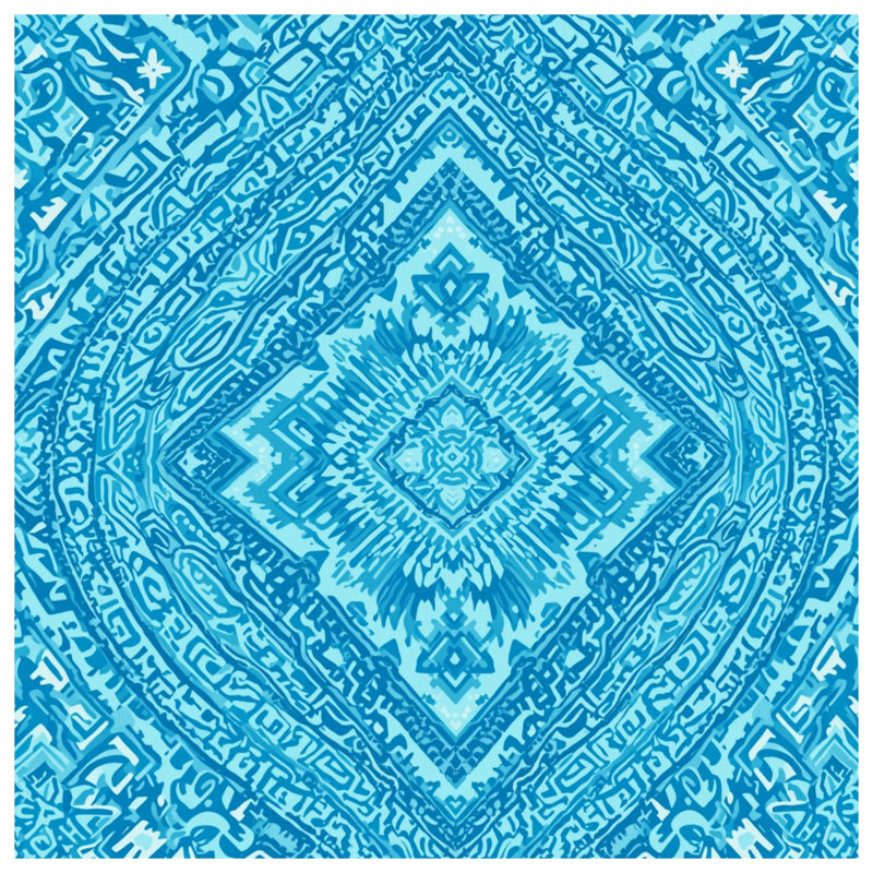 Tapis de bain bleu à motif mandala, L 34 po x L 21 po