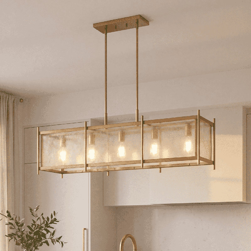 Muller 5-Light Linear Chandelier in Warm Brass