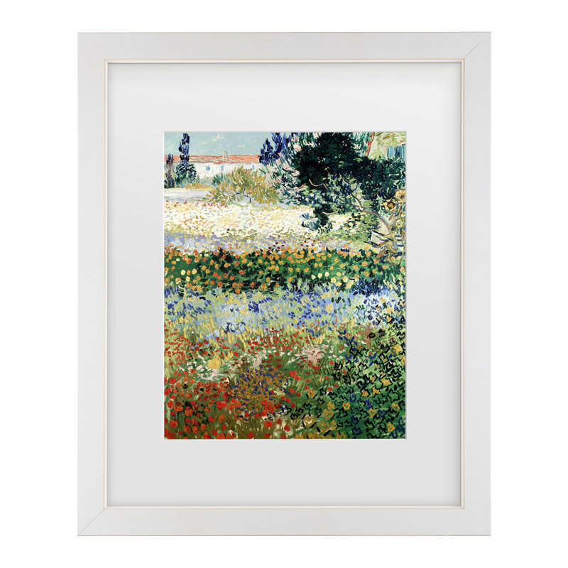  Art mural encadré - Décoration murale Vincent Van Gogh «Garden in Bloom» avec cadre mat - Art du salon, de la cuisine et de la salle de bain - 11 x 14