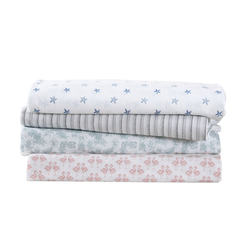 Queen Pink Cotton Percale Printed Sheet Set