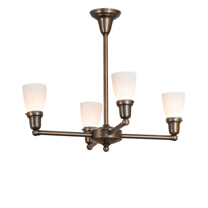 Lustre 4 lumières Revival Oyster Bay, Laiton antique