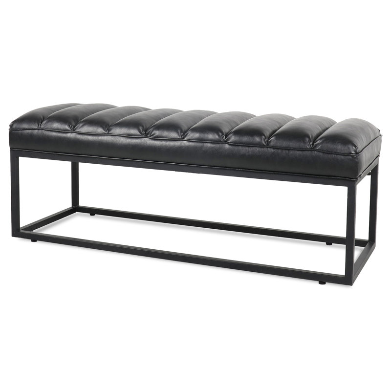 Phillips Faux Leather Upholstered Bench, Black